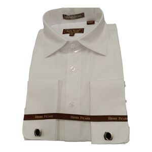 HENRI PICARD BY DON JONATHAN WHITE FRENCH CUFF DRESS SHIRT.